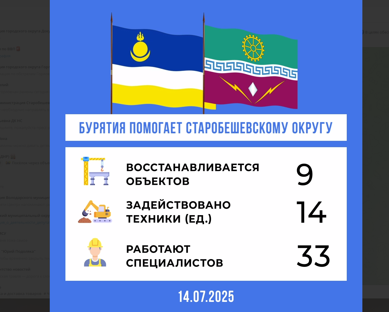 Бурятия продолжает поддерживать Старобешевский округ.